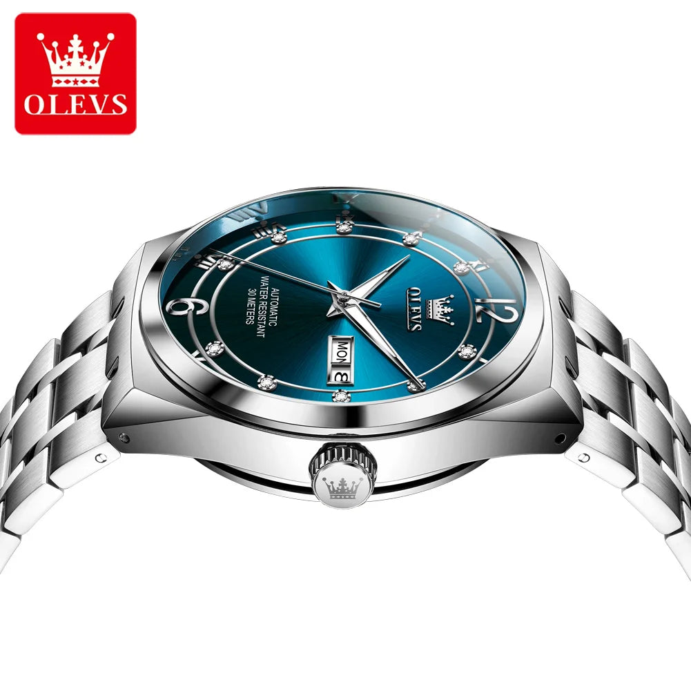 OLEVS Fashion Men's Watches Trend Classic Original Automatic Mechanical Watch for Man Waterproof Luminous Week Date Wristwatch
