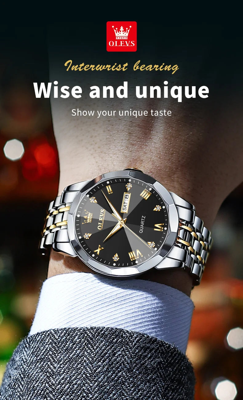 OLEVS Brand 9931 New Quartz Stainless Steel Strap Man Wristwatch Retro Hot Style Great Quality Fashion Waterproof Watch for Men