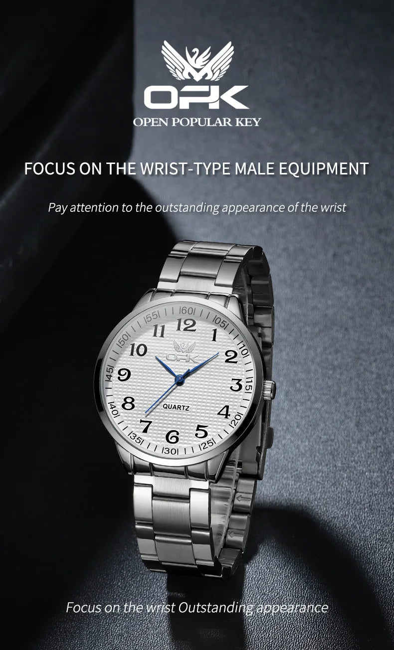 OPK 6008 Golden Stainless steel Men's Watches Roman Scale Checkered Dial Design Watch Man