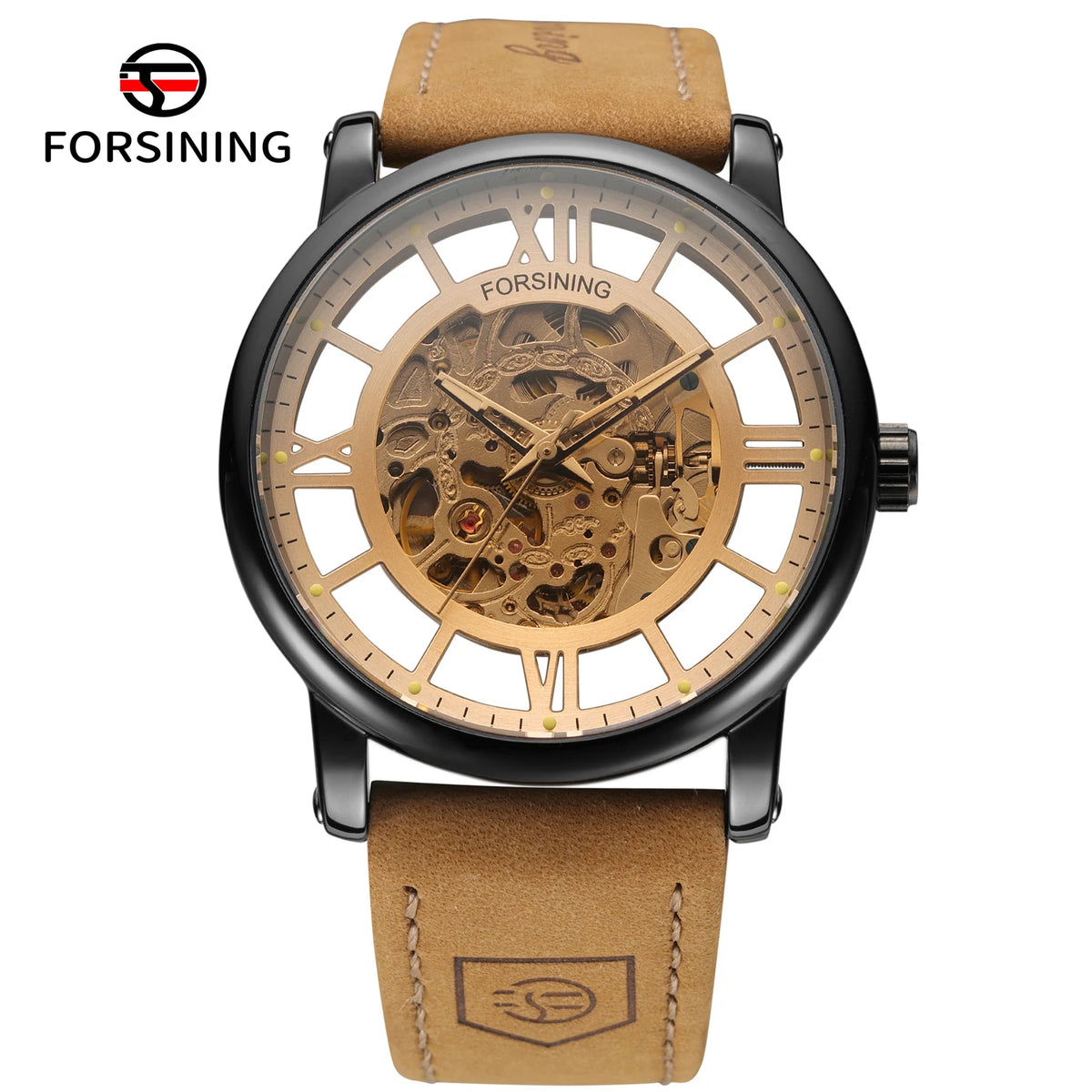2026 FORSINING Official Original 3d Skeleton Automatic Watches For Men Waterproof Retro Luminous Mechanical Clock Leather Strap