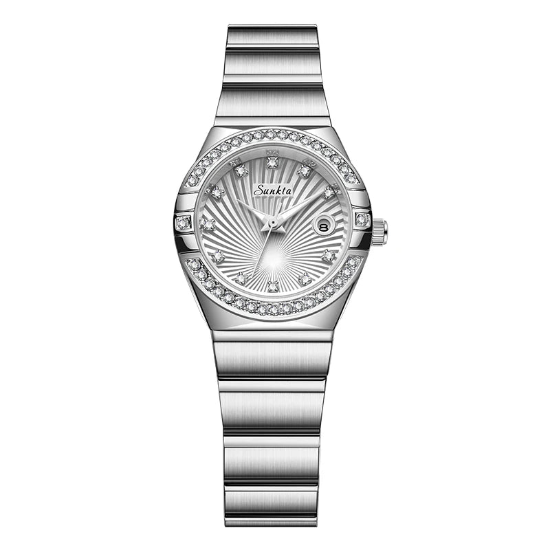 Sunkta Woman Watch LIGE Fashion Luxury Elegant Retro Diamond Simple Stainless Waterproof Casual Calendar Quartz Women's Watches