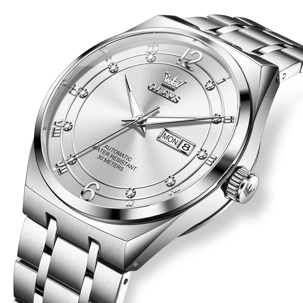 OLEVS Fashion Men's Watches Trend Classic Original Automatic Mechanical Watch for Man Waterproof Luminous Week Date Wristwatch
