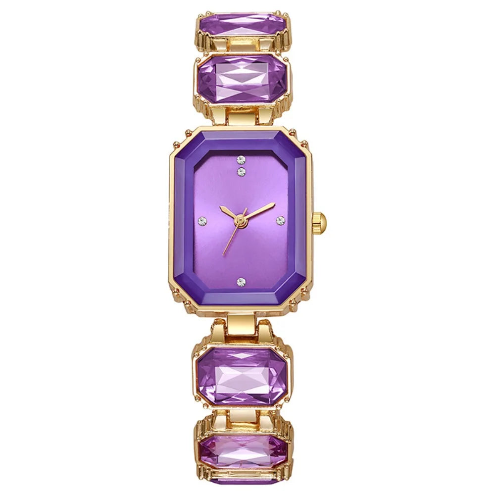 Fashion Rhinestone Quartz Watches Diamond Studded Watch Strap with Adjustable Bracelet Women Wristwatch Square Shaped Watch Gift