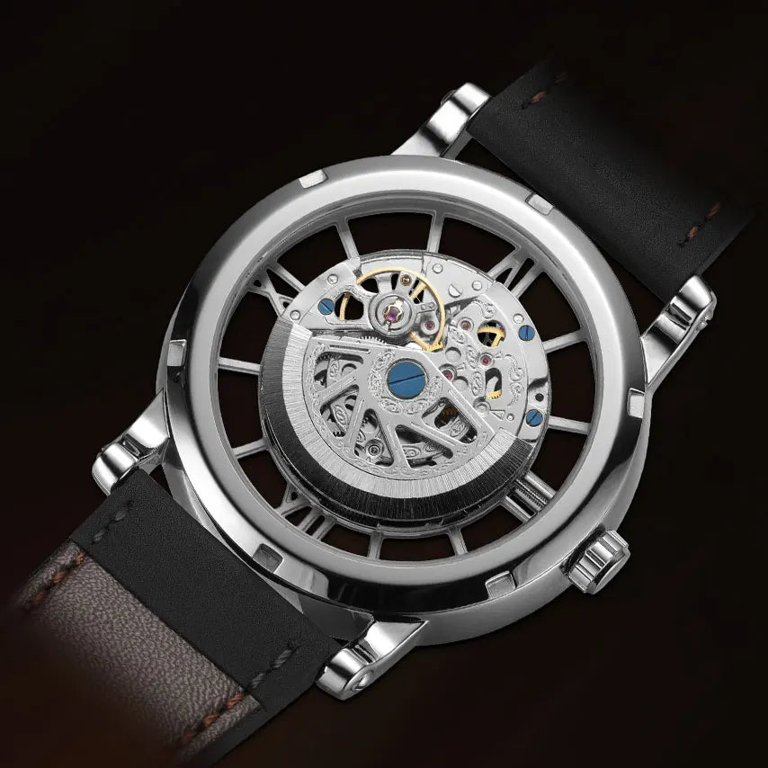 2026 FORSINING Official Original 3d Skeleton Automatic Watches For Men Waterproof Retro Luminous Mechanical Clock Leather Strap