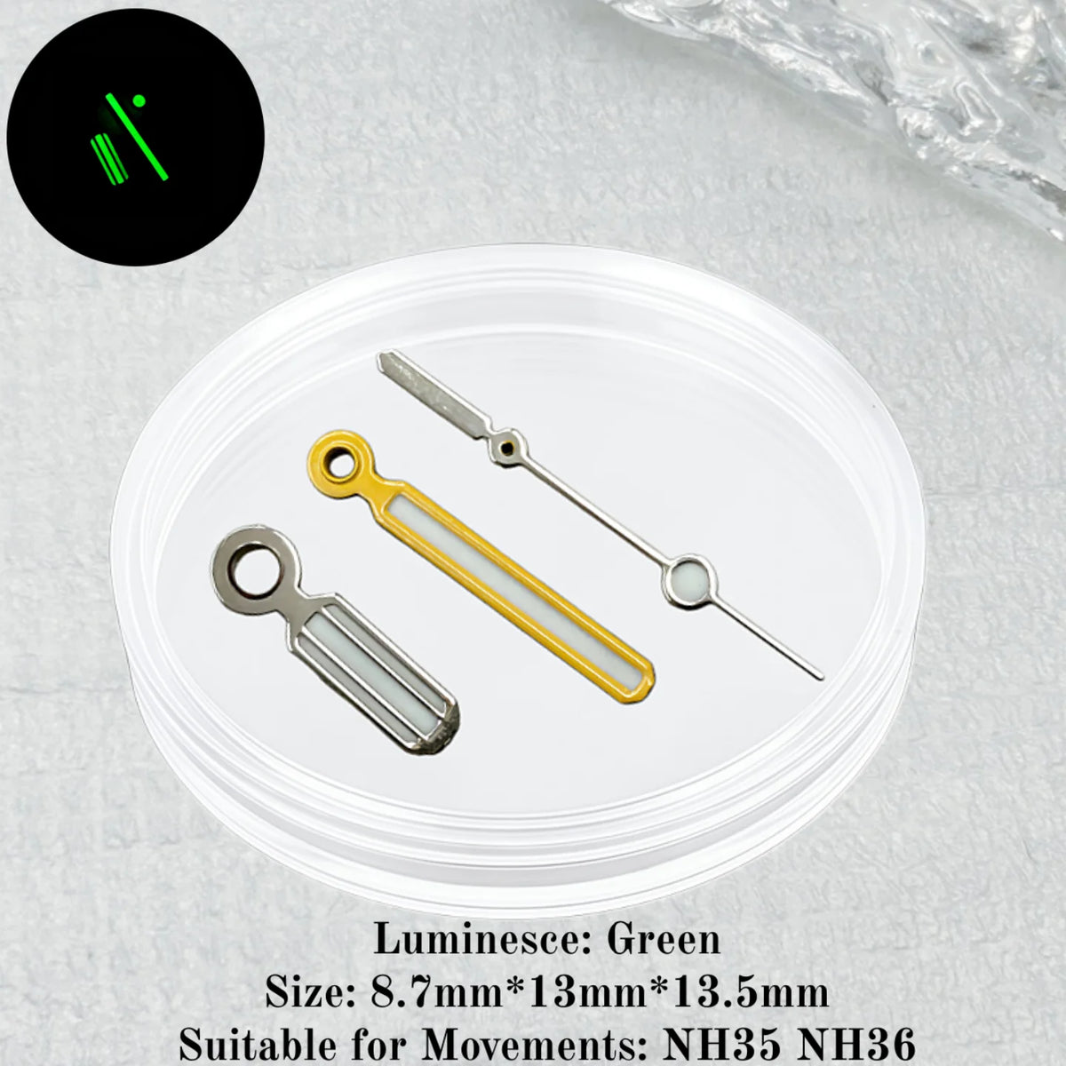 Watch Pointers Accessories Green Luminous Watch Hands for Seiko Royal Oak NH35 NH36 Automatic Movement Fits 42mm Case