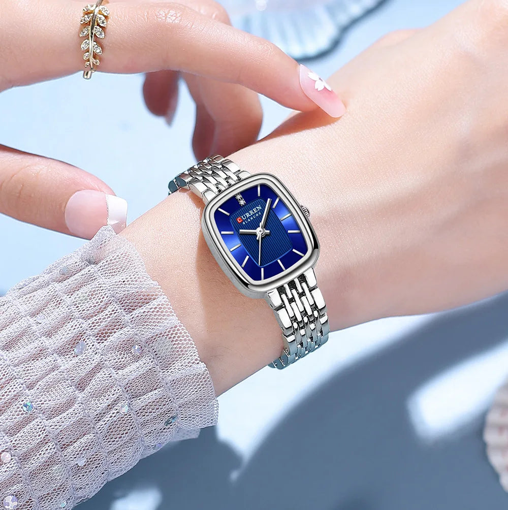 CURREN 9093 Fashion Quartz Women Watch Elegant Square Dial Gold Stainless Steel Strap Waterproof Leisure Ladies Business Watches