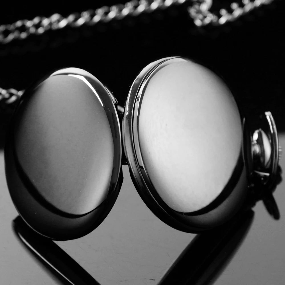 Classic Fashion 37CM Fob Chain Smooth Steel Polish Quartz Pocket Watch Mens Pendant Gifts