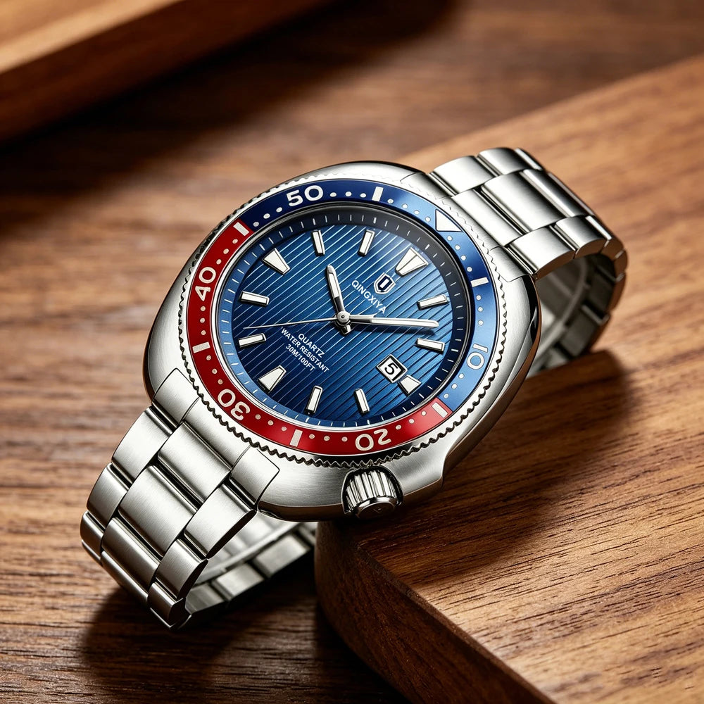 QINGXIYA Man Watch Original Brand Waterproof Quartz Watch Stainless Steel Strap Luminous Date Mens Watches Relogio Masculino