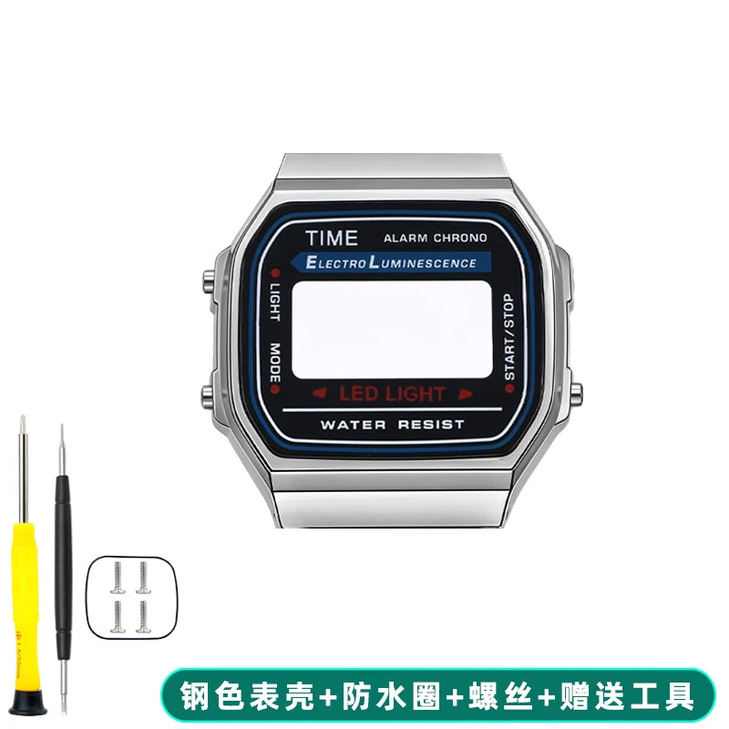 A168 case mod kit Stainless steel metal Bezel watch Case+Strap For Casio A168WG/WA/WGG/WEHA Series Modified Suit watchband+Tool