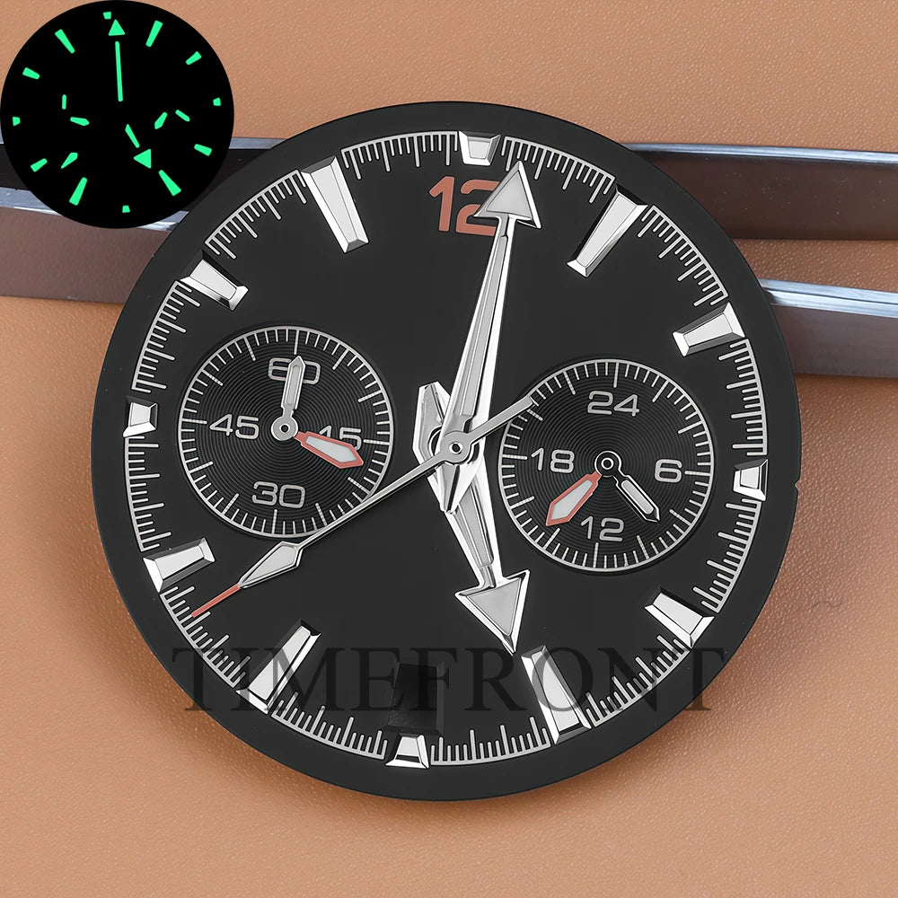 Chronograph VK63 Dial 45.5mm Dial For Seamaster 600 Waterproof Watch Case For Seiko VK63 VK64 Quartz Movement 33mm Dial 5 hands
