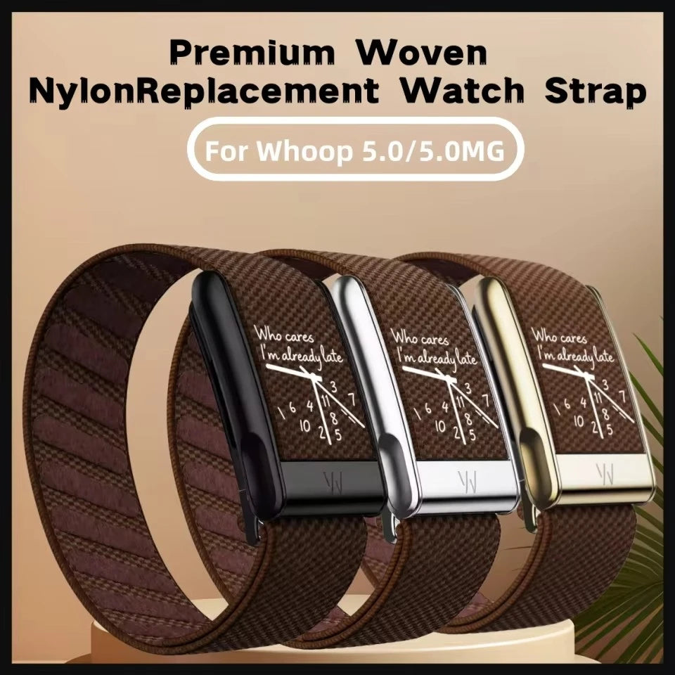 Crown Clock Printed Woven Nylon Watch Strap for Whoop 5.0 / 5.0MG New Adjustable Sport Replacement Fitness Tracker Wristband