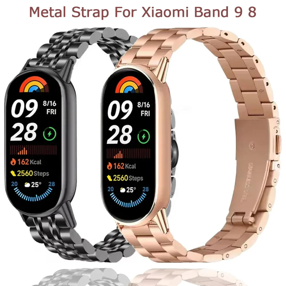 Metal Strap for Xiaomi Mi Band 10/9/8 Stainless Steel Watch Strap Correa for Miband 8/9/10 Replacement Wristband Bracelet Correa