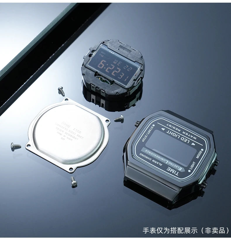 A168 case mod kit Stainless steel metal Bezel watch Case+Strap For Casio A168WG/WA/WGG/WEHA Series Modified Suit watchband+Tool