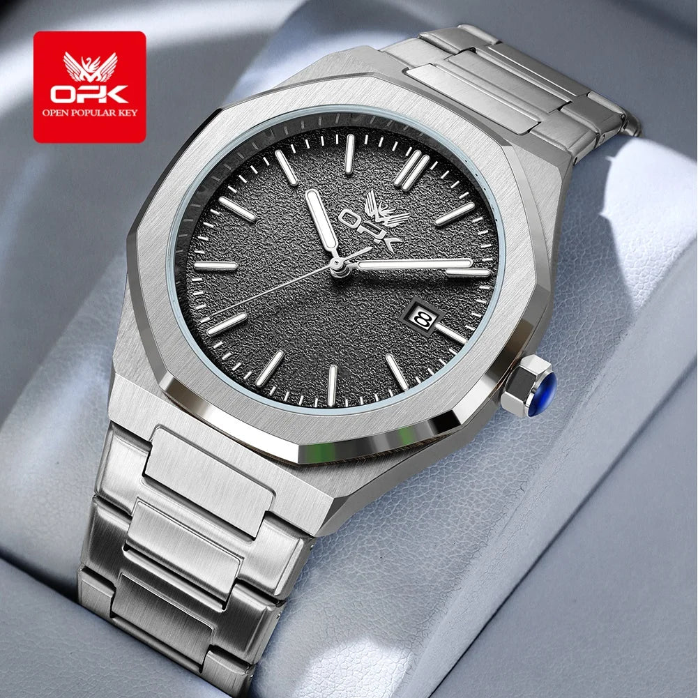 OPK 6046 Mens Watch Solid Stainless steel Calendar Waterproof Quartz Watch for Men