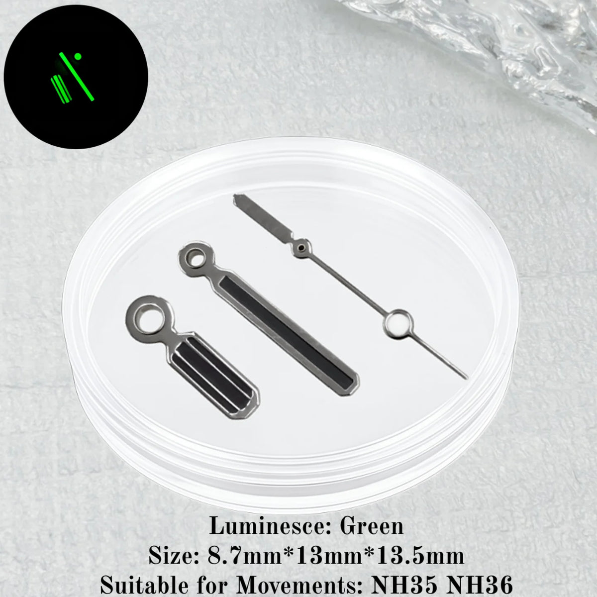 Watch Pointers Accessories Green Luminous Watch Hands for Seiko Royal Oak NH35 NH36 Automatic Movement Fits 42mm Case