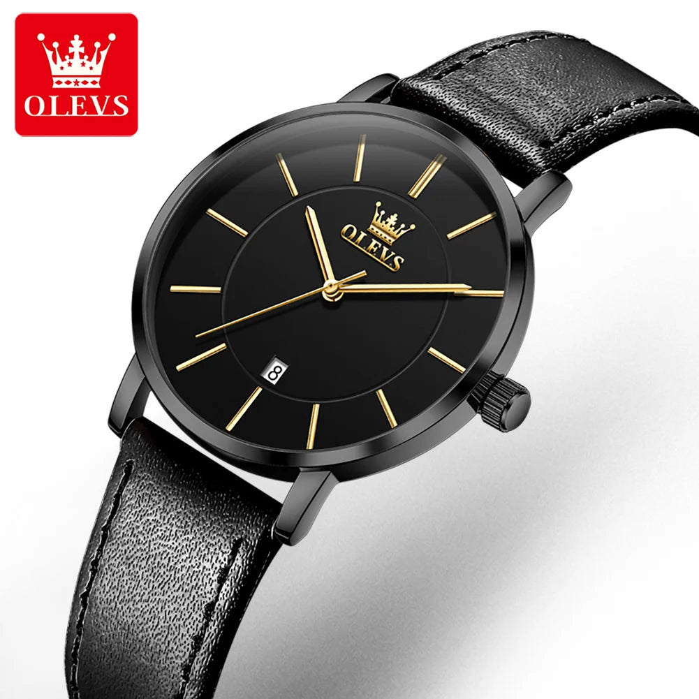 OLEVS 5869 Woman Watch Ultra Thin Waterproof Original Quartz Watch for Women Minimalist Elegant Leather Strap Ladies Wrist Watch