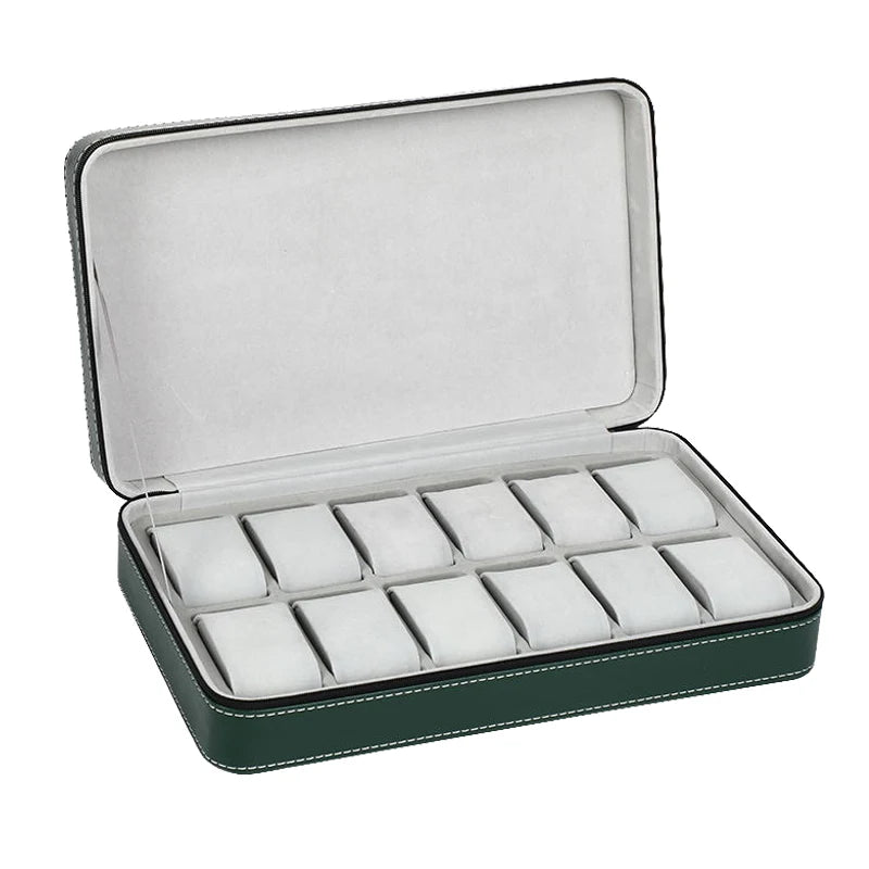 2/4/6/8/10/12 Slots Watch Suitcase Organizer Portable Zipper Watch Case Bracelets Men's and Women's Multifunctional Display Box