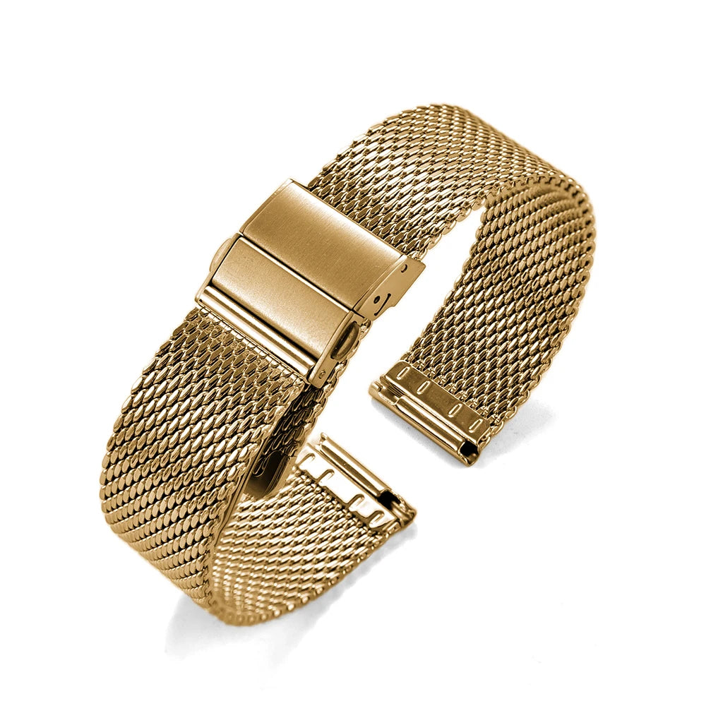 18mm 20mm 22mm Quick Release Mesh Milanese Loop Watch Band Stainless Steel Watch Strap Metal Strap Folding Buckle Wristbands