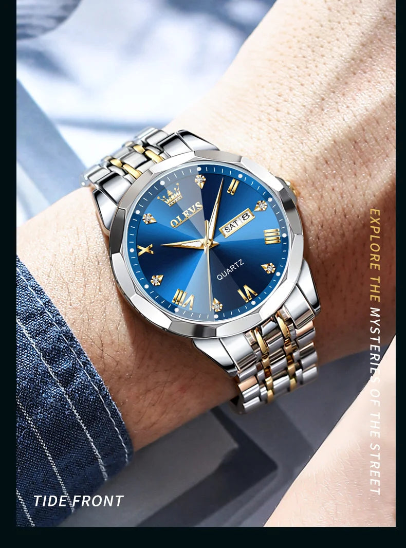 OLEVS Brand 9931 New Quartz Stainless Steel Strap Man Wristwatch Retro Hot Style Great Quality Fashion Waterproof Watch for Men