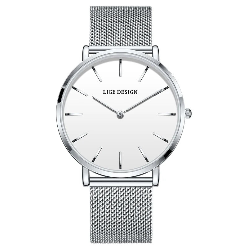 LIGE NEW 2026 TOP Elegant Women's Watches Fashion Simple Ladies Watches Quartz Waterproof Watches for Women Relogio Feminino+BOX