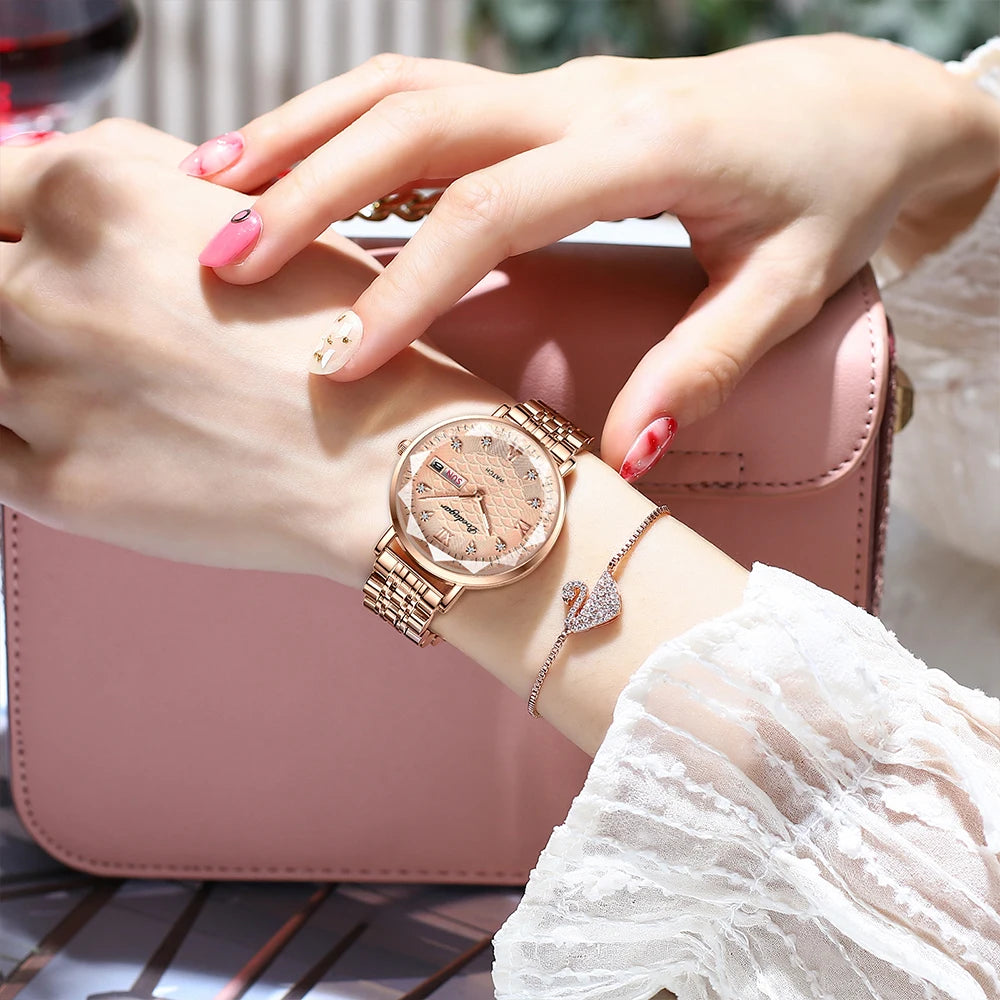 POEDAGAR Fashion Watches For Women Waterproof Luminous Stainless Steel Woman's Wristwatch Luxury Elegant Ladies Watch Gift Reloj