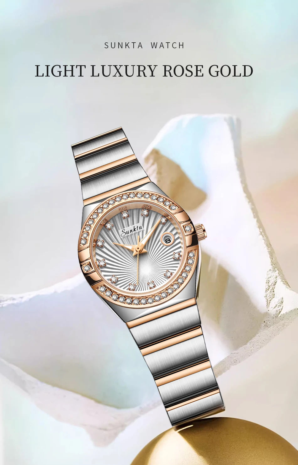 Sunkta Woman Watch LIGE Fashion Luxury Elegant Retro Diamond Simple Stainless Waterproof Casual Calendar Quartz Women's Watches