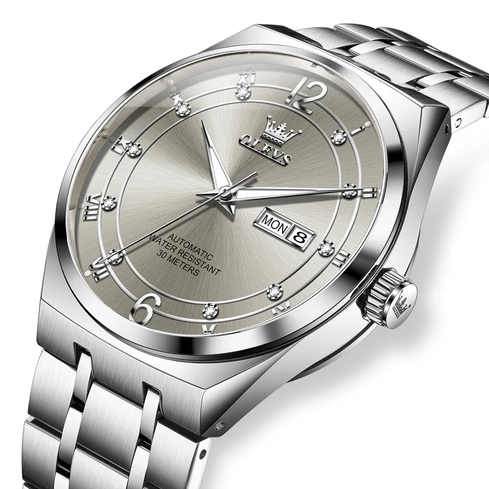 OLEVS Fashion Men's Watches Trend Classic Original Automatic Mechanical Watch for Man Waterproof Luminous Week Date Wristwatch