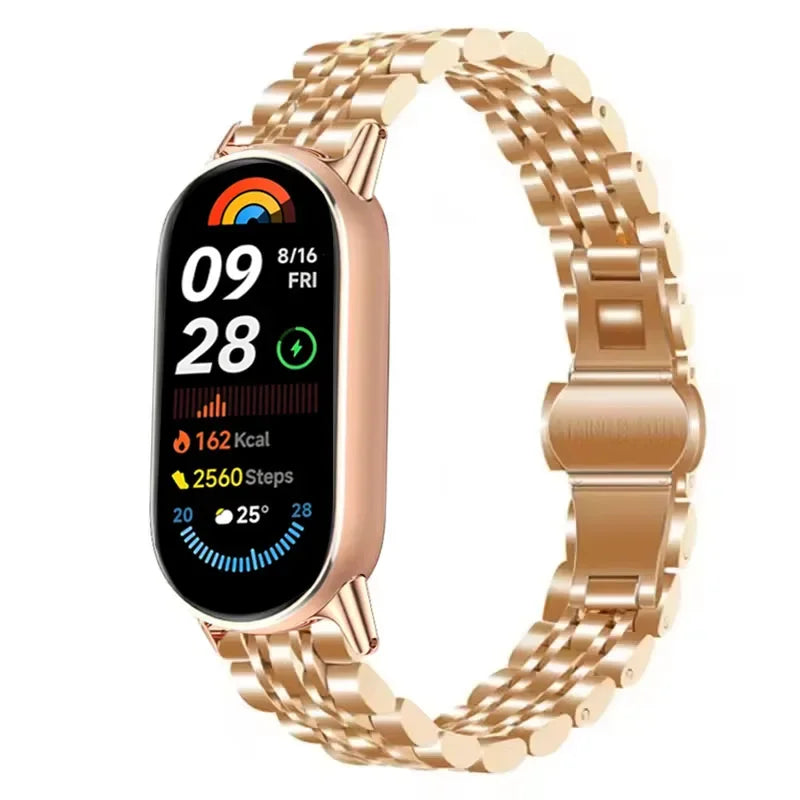 Metal Strap for Xiaomi Mi Band 10/9/8 Stainless Steel Watch Strap Correa for Miband 8/9/10 Replacement Wristband Bracelet Correa