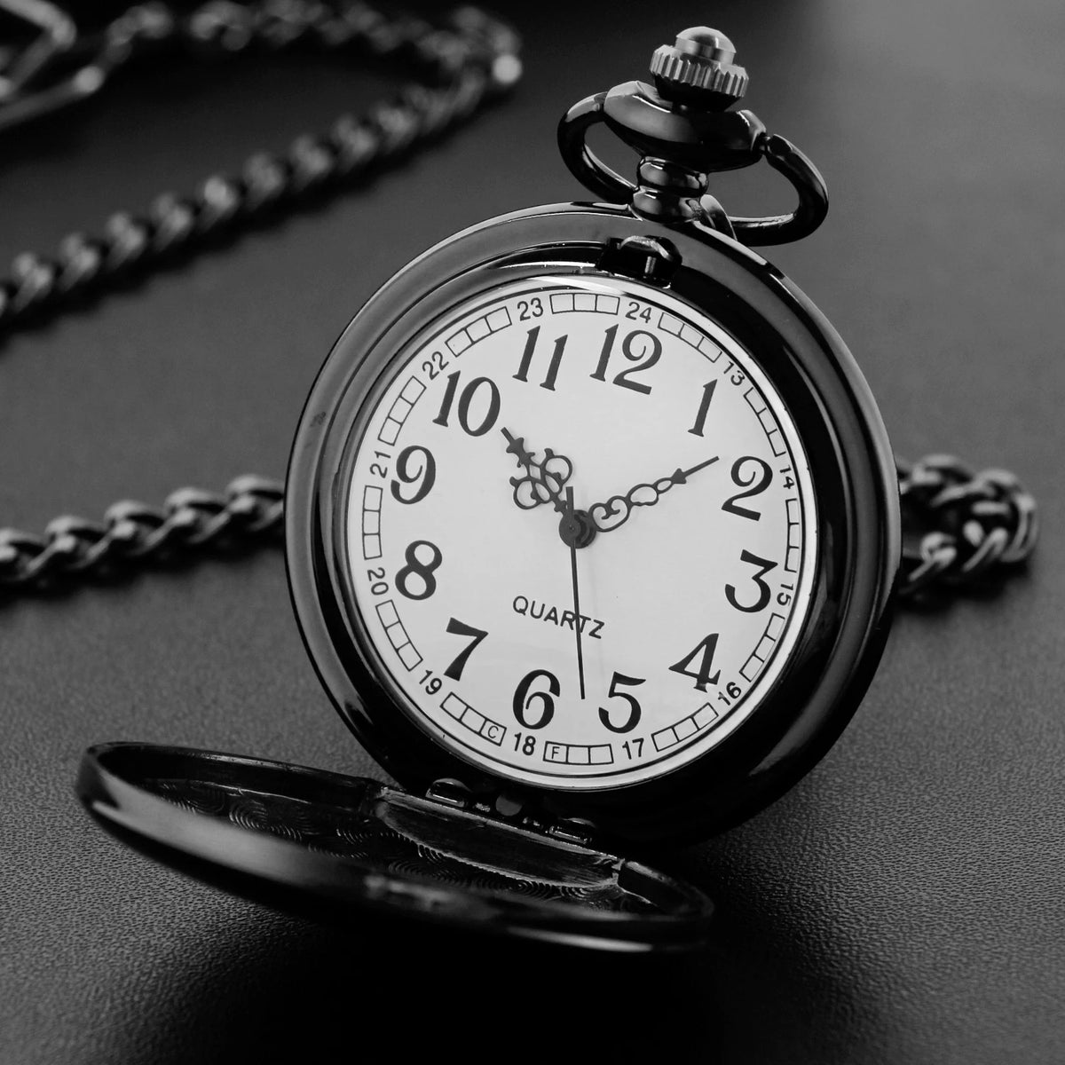 Classic Fashion 37CM Fob Chain Smooth Steel Polish Quartz Pocket Watch Mens Pendant Gifts