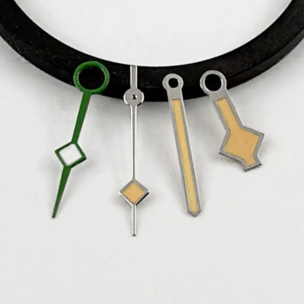 NH34 SnowFlake Four Needles Hands Rose Gold Silver Gold Black Watches Pointer Suitable NH34A 4R34 GMT Movement Green Luminous