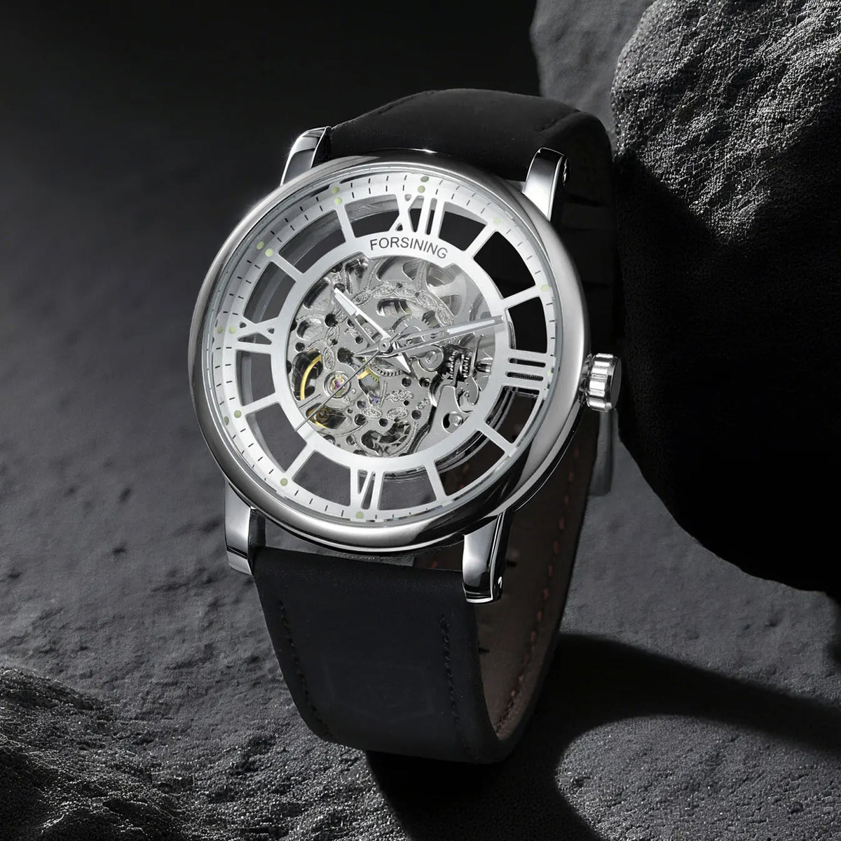 2026 FORSINING Official Original 3d Skeleton Automatic Watches For Men Waterproof Retro Luminous Mechanical Clock Leather Strap