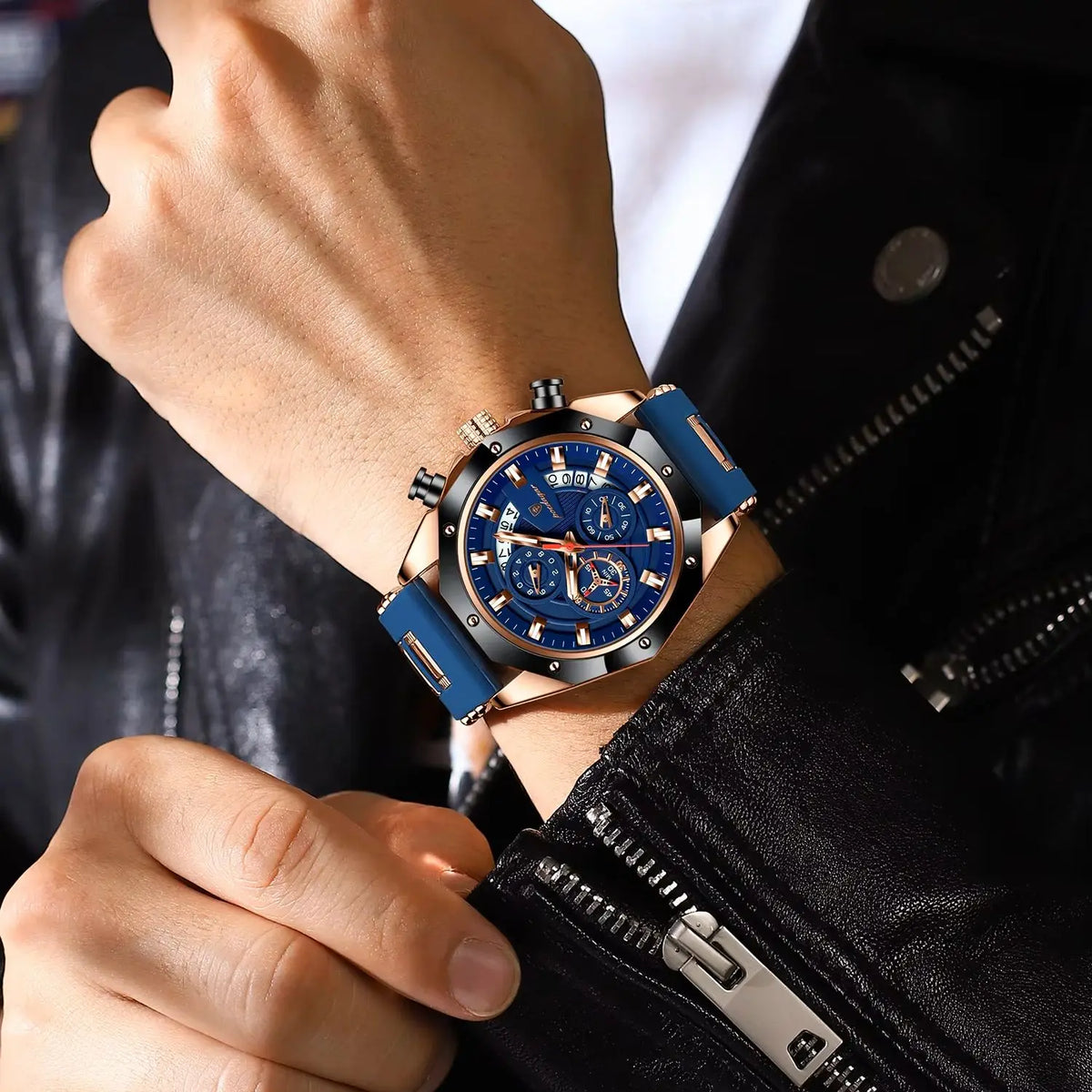 POEDAGAR Luxury Military Men Watch Waterproof Luminous Date Sport Man Wristwatch Chronograph Silicone Strap Quartz Men's Watches