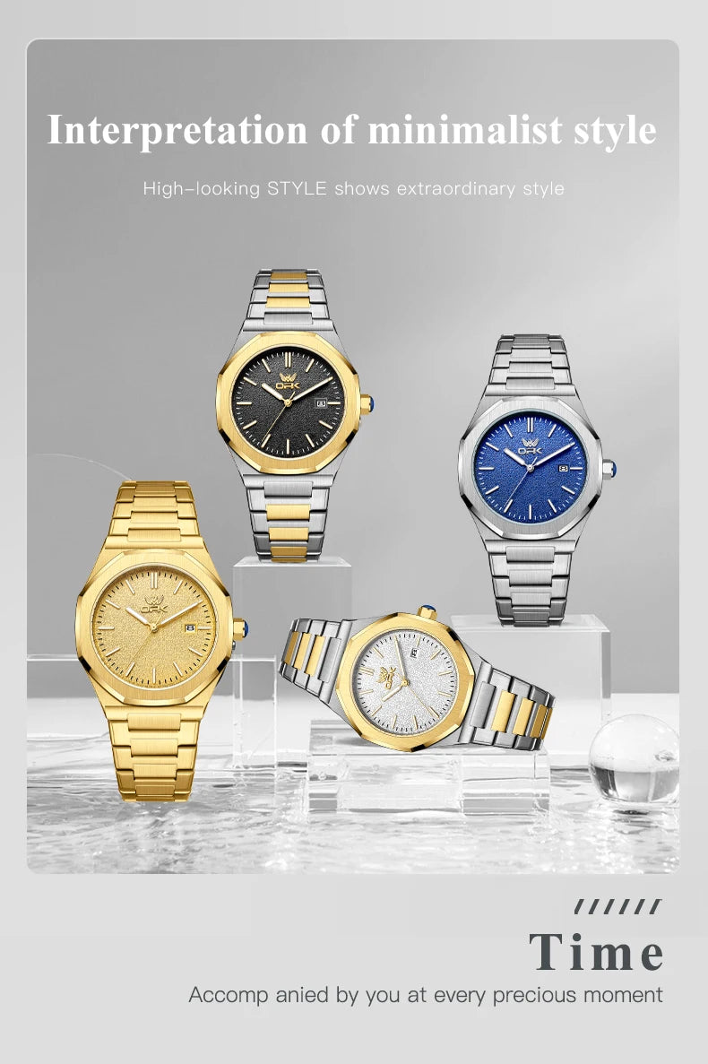 OPK 6046 Mens Watch Solid Stainless steel Calendar Waterproof Quartz Watch for Men
