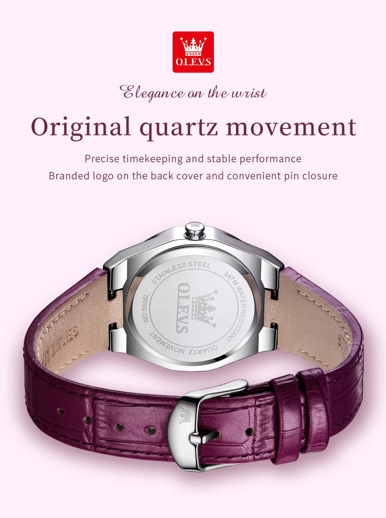 OLEVS Original Women's Watches Diamond Lap Fashion Leather Strap Waterproof Luminous Ladies Wristwatch Quartz Watch for Ladies'