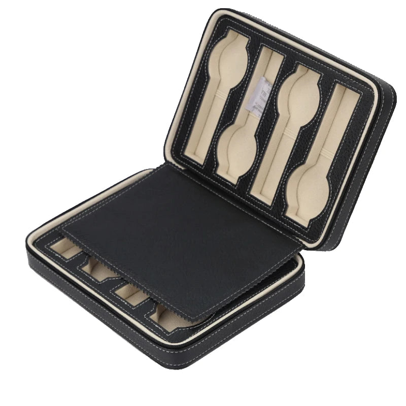 2/4/6/8/10/12 Slots Watch Suitcase Organizer Portable Zipper Watch Case Bracelets Men's and Women's Multifunctional Display Box