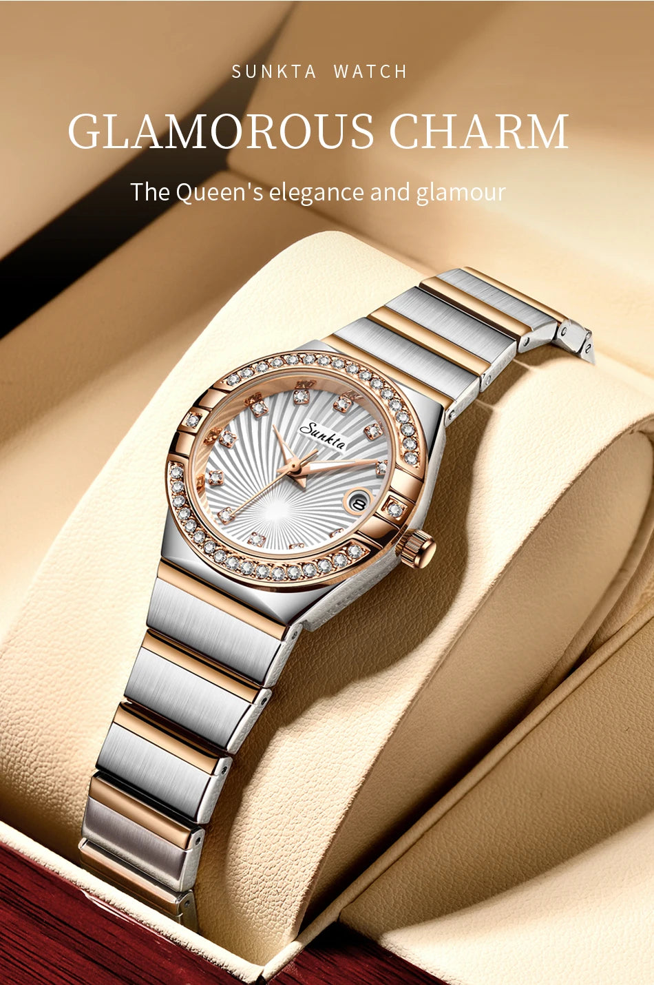 Sunkta Woman Watch LIGE Fashion Luxury Elegant Retro Diamond Simple Stainless Waterproof Casual Calendar Quartz Women's Watches