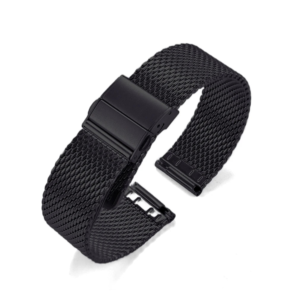 18mm 20mm 22mm Quick Release Mesh Milanese Loop Watch Band Stainless Steel Watch Strap Metal Strap Folding Buckle Wristbands
