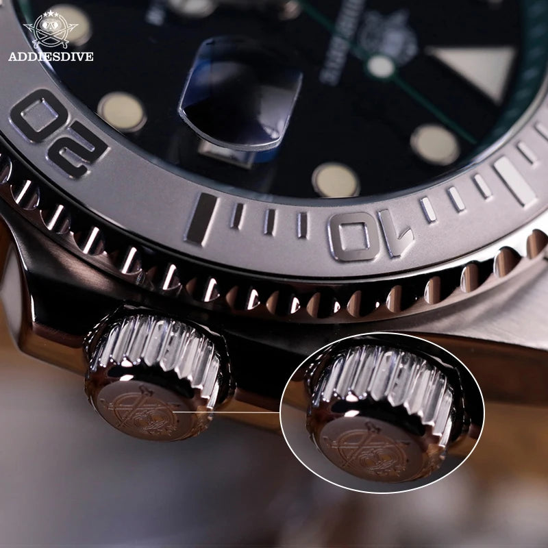 ADDIESDIVE Men's Dive Watch 200m Water Resistance BGW9 Super Luminous Ceramic Bezel Stylish Men's Stainless Steel Quartz Watch