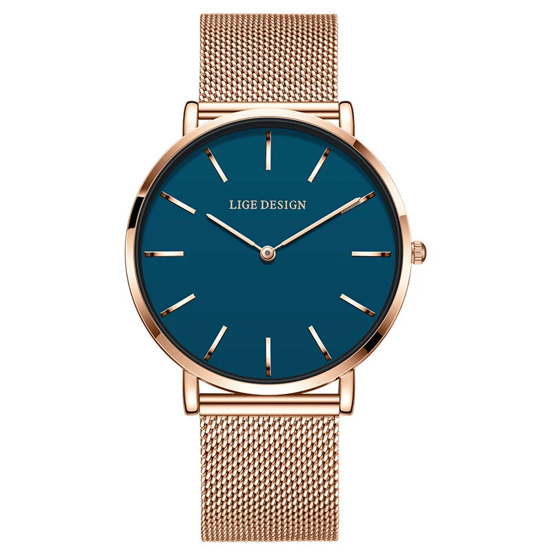 LIGE NEW 2026 TOP Elegant Women's Watches Fashion Simple Ladies Watches Quartz Waterproof Watches for Women Relogio Feminino+BOX