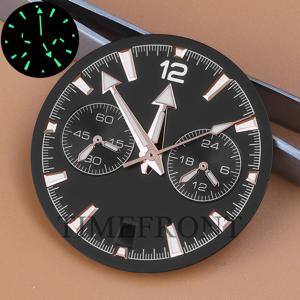 Chronograph VK63 Dial 45.5mm Dial For Seamaster 600 Waterproof Watch Case For Seiko VK63 VK64 Quartz Movement 33mm Dial 5 hands