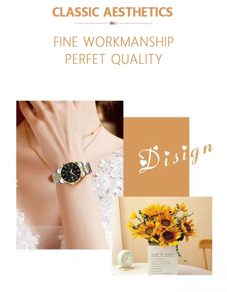 POEDAGAR Casual Wrist Watch For Women Luxury Waterproof Luminous Date Ladies Watch Stainless Steel Quartz Women Watch Gold reloj