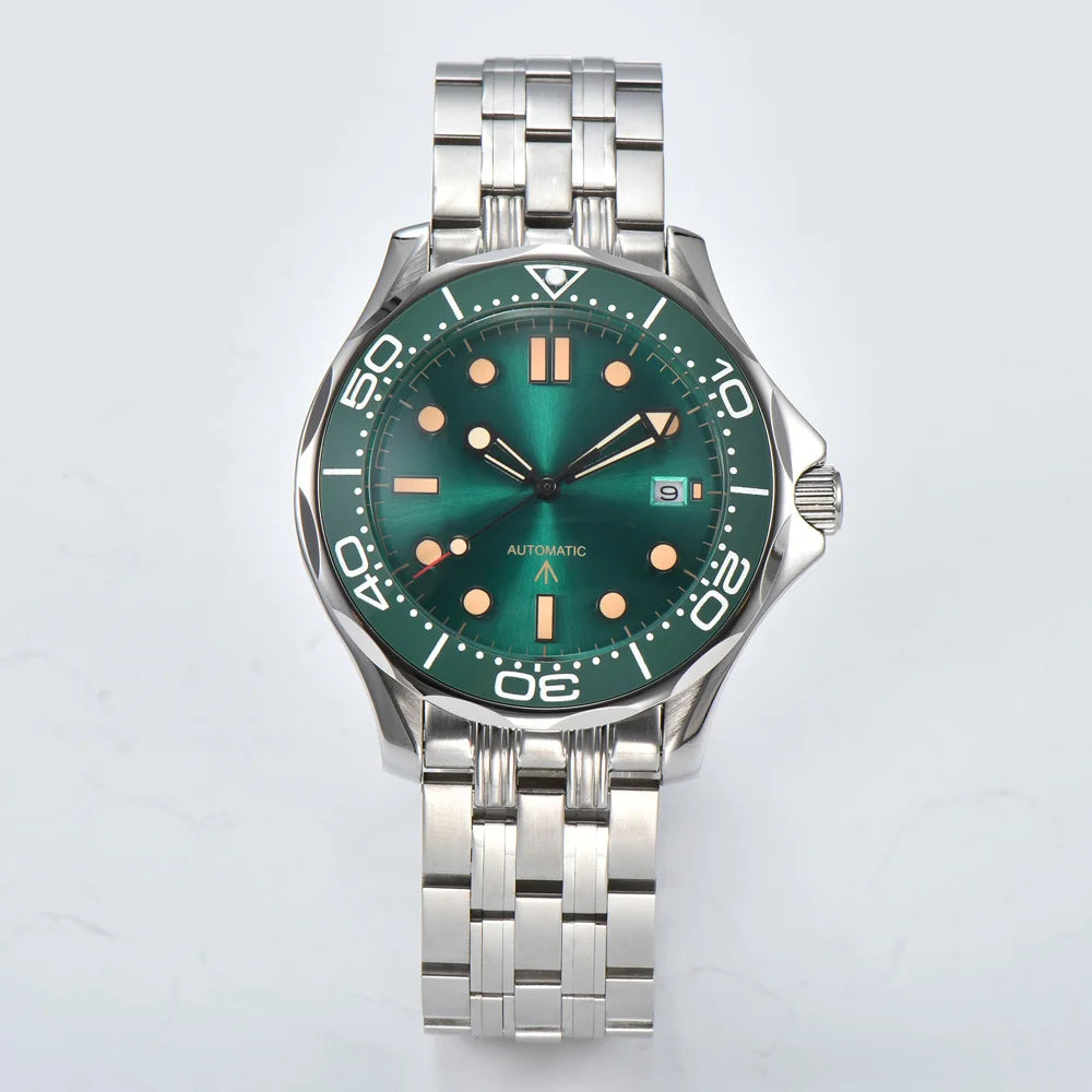 Parnsrpe 2026 New Miyota 8215 Automatic Dive Watch for Men Luxury Sport Green Dial Luminous Hardlex Date Waterproof Bus