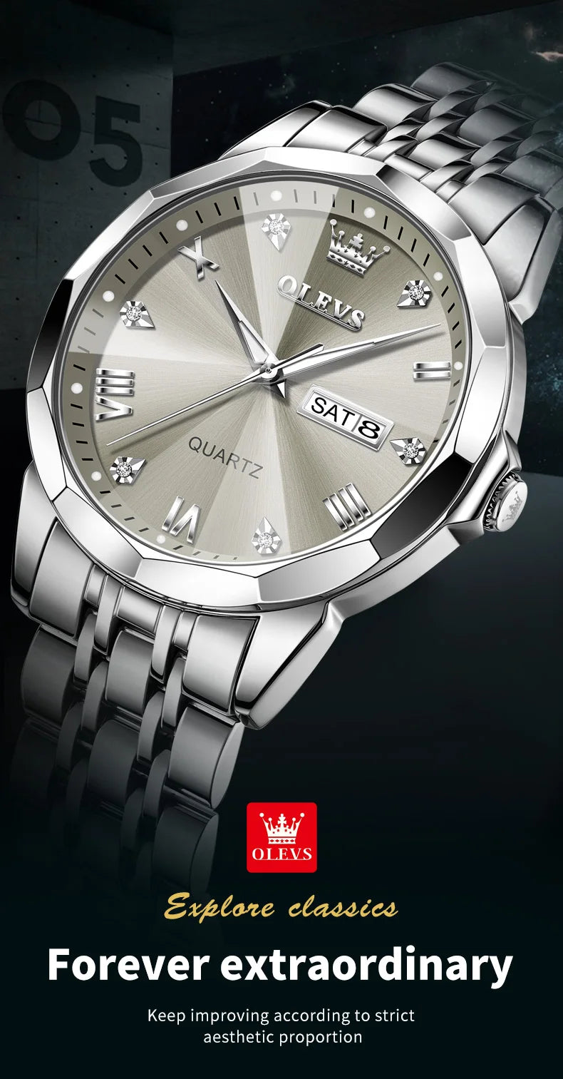 OLEVS Brand 9931 New Quartz Stainless Steel Strap Man Wristwatch Retro Hot Style Great Quality Fashion Waterproof Watch for Men