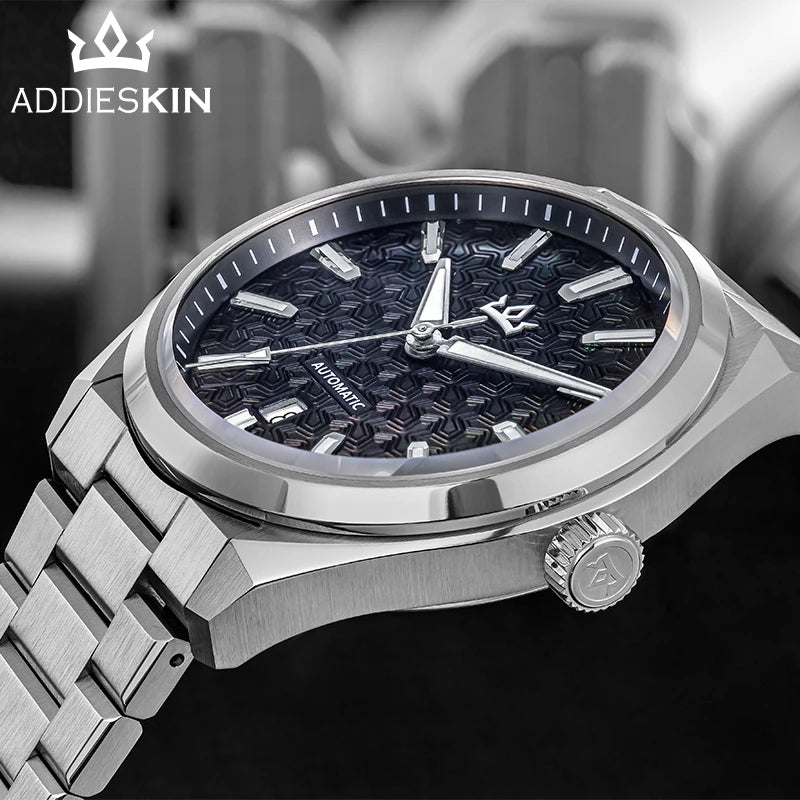Addieskin K014 Luxury Men Automatic Watch ST2130 Mechanical Movement 40mm 316L Steel Case Cameo Shell Carved Dial 200m Waterproo