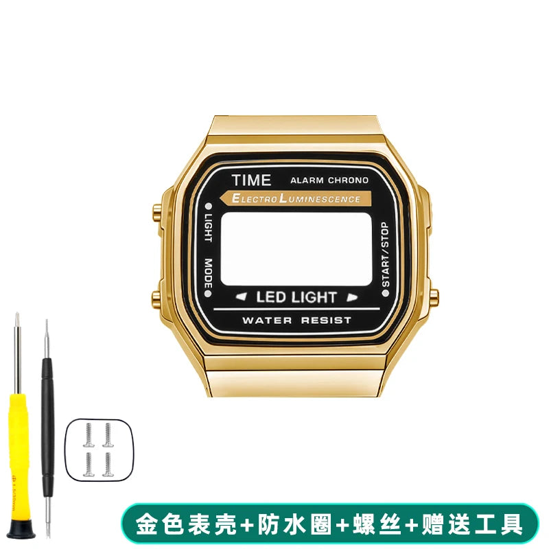 A168 case mod kit Stainless steel metal Bezel watch Case+Strap For Casio A168WG/WA/WGG/WEHA Series Modified Suit watchband+Tool