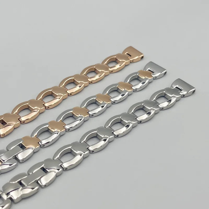 10mm 12mm 14mm For Any Brand Women Watch Band Strap Ceramic Watchband Silver Black Gold Rose Gold Mesh Belt Bracelet