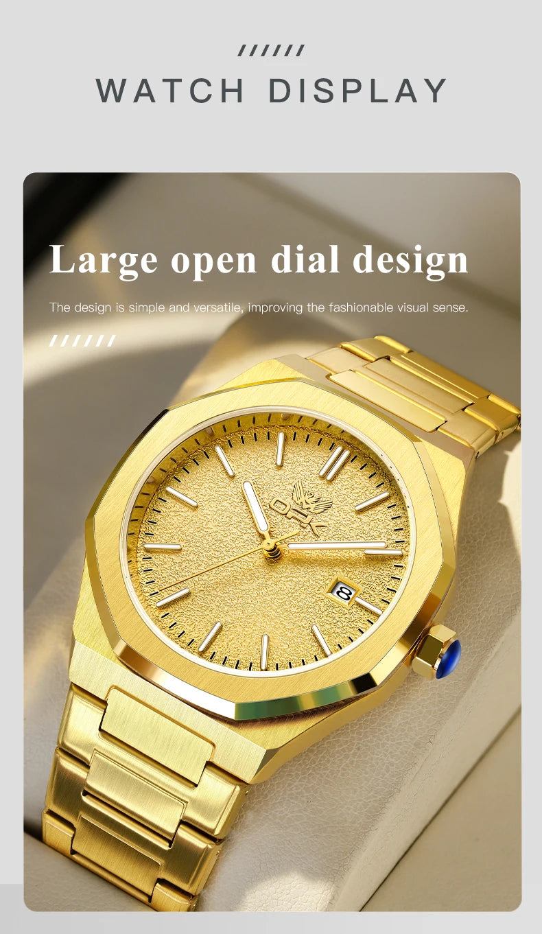 OPK 6046 Mens Watch Solid Stainless steel Calendar Waterproof Quartz Watch for Men