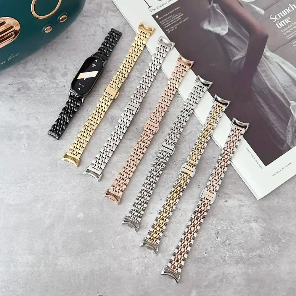 Metal Strap for Xiaomi Mi Band 10/9/8 Stainless Steel Watch Strap Correa for Miband 8/9/10 Replacement Wristband Bracelet Correa