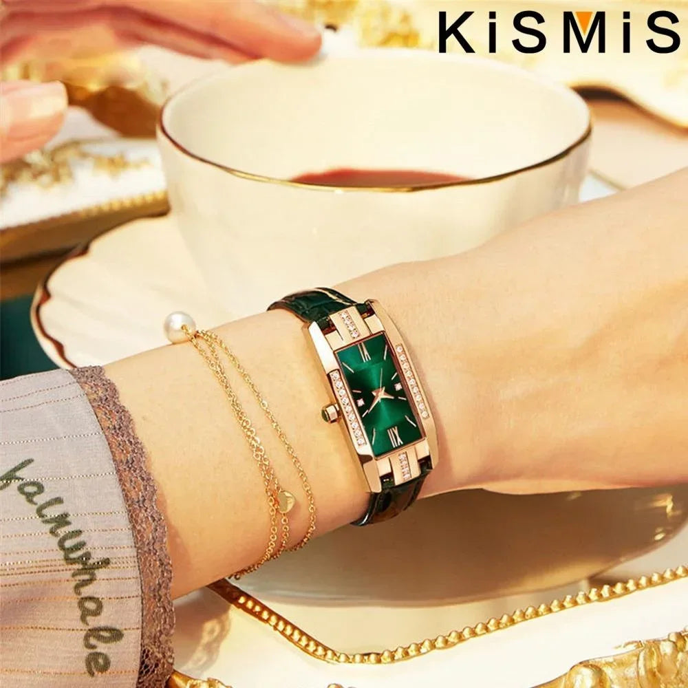 Elegant Women Baroque Rhinestone Quartz Watch Rectangle Analog Wristwatch Fashion Gift for Mom