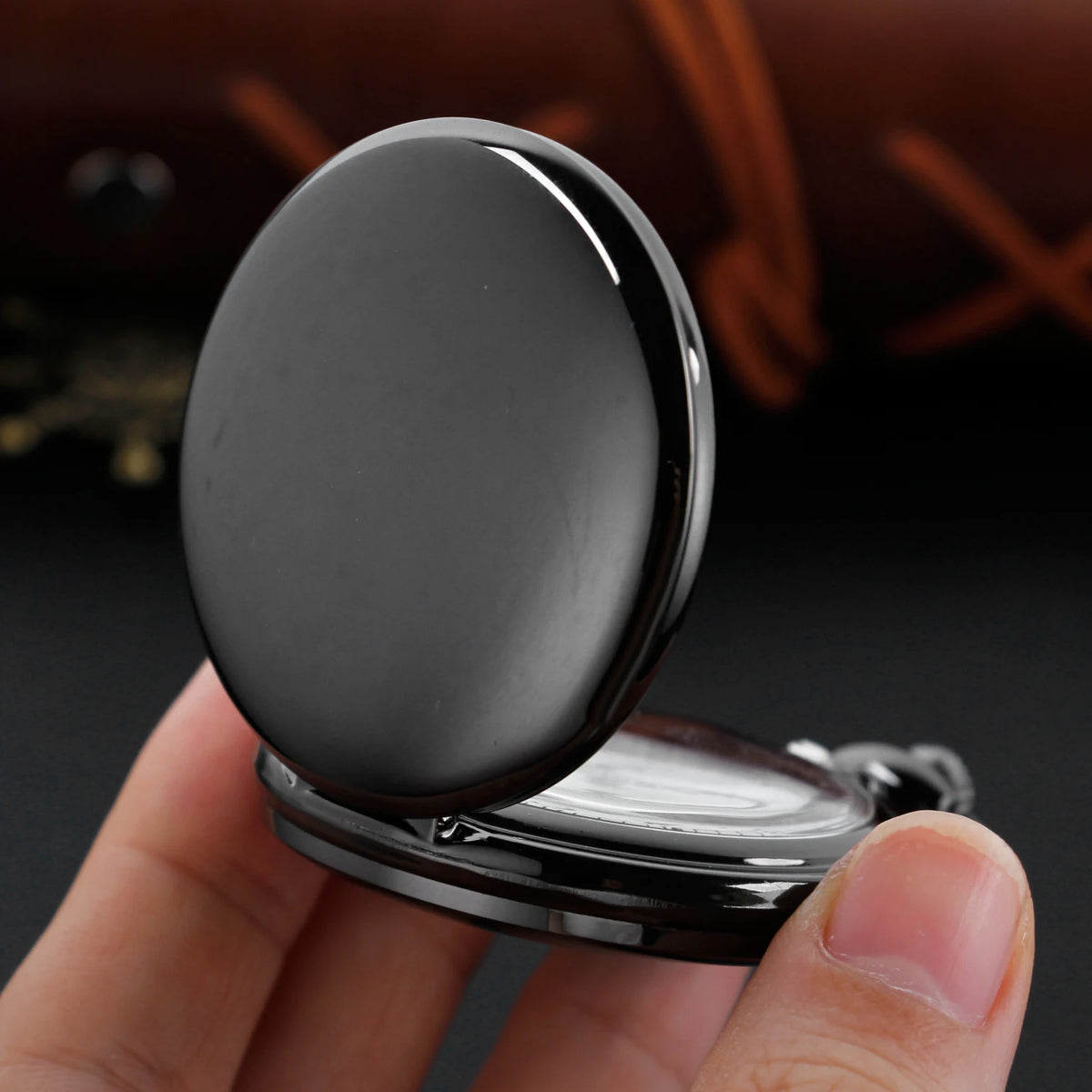 Classic Fashion 37CM Fob Chain Smooth Steel Polish Quartz Pocket Watch Mens Pendant Gifts